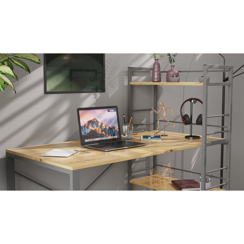 Письмовий стіл Ferrum-decor Серії Конект з етажеркою 75x120x60 сірий ДСП Дуб Артизан 16мм (FRD-104232)