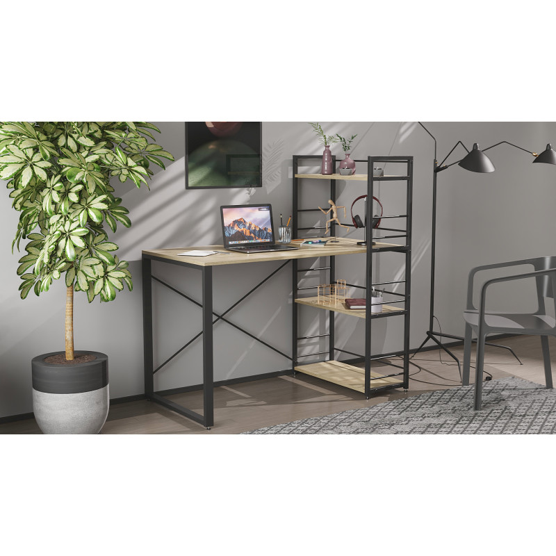 Письмовий стіл Ferrum-decor Серії Конект з етажеркою 75x120x600 чорний ДСП Дуб Сонома 16мм (FRD-104222)