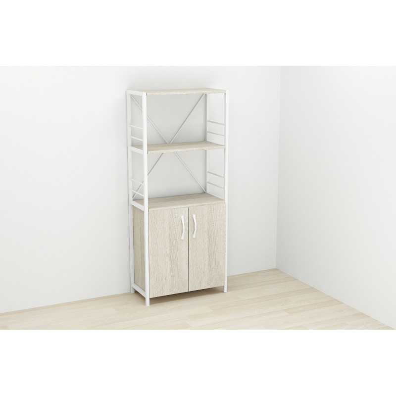 Етажерка 3/60 Ferrum-decor Серії Конект із тумбою 144x60x28 Білий ДСП Сонома (FRD-104452)