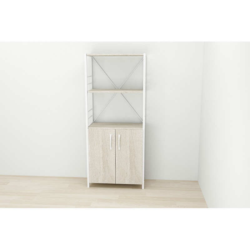 Етажерка 3/60 Ferrum-decor Серії Конект із тумбою 144x60x28 Білий ДСП Сонома (FRD-104452)