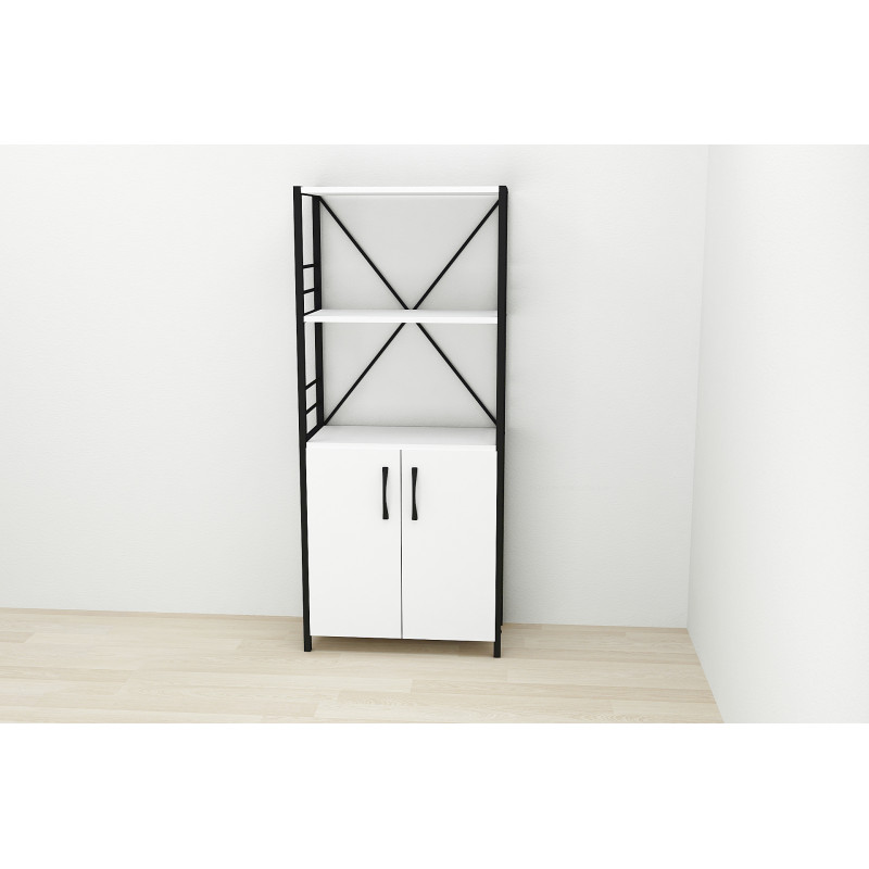 Етажерка 3/60 Ferrum-decor Серії Конект із тумбою 144x60x28 Чорний ДСП Біле (FRD-104442)