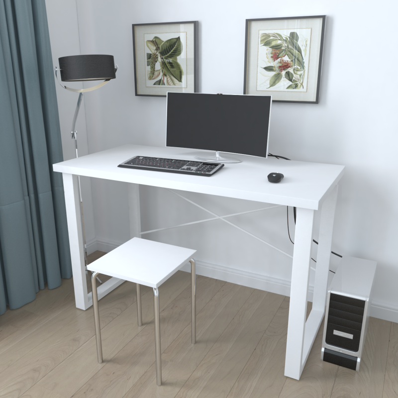 Письмовий стіл Ferrum-decor Драйв 750x1400x600 Білий метал ДСП Біле 32 мм (FRD-103352)