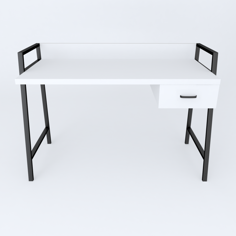 Письмовий стіл Ferrum-decor Комфорт 750x1000x600 Чорний метал ДСП Біле 32 мм (FRD-103422)