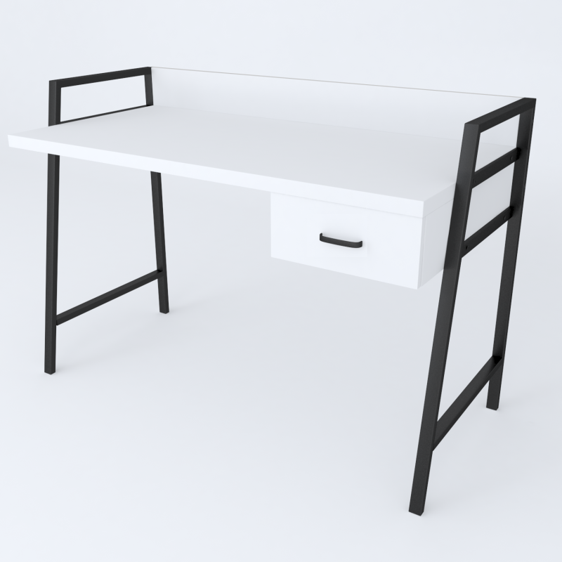 Письмовий стіл Ferrum-decor Комфорт 750x1000x600 Чорний метал ДСП Біле 32 мм (FRD-103422)