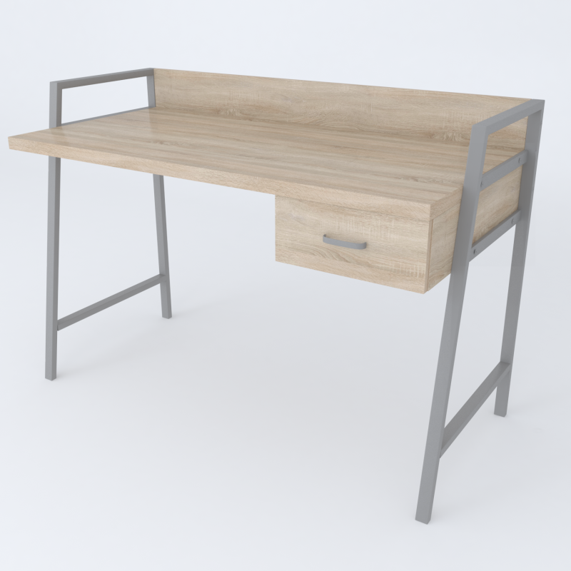 Письмовий стіл Ferrum-decor Комфорт 750x1000x600 Сірий метал ДСП Дуб Сонома 32 мм (FRD-103432)