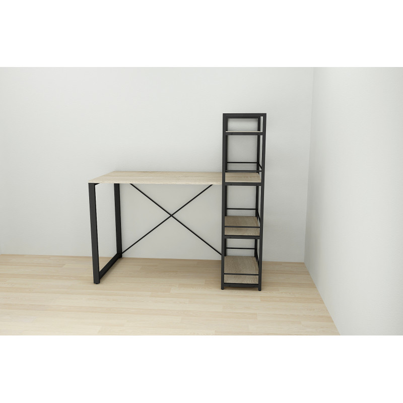 Письмовий стіл Ferrum-decor Серії Конект з етажеркою 75x120x600 чорний ДСП Дуб Сонома 16мм (FRD-104222)