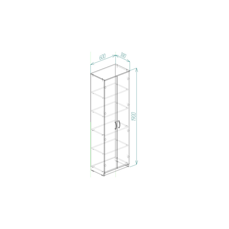 Шкаф Анжело Ferrum-decor на 5 полок 2 двери 1900x600x380 ДСП Бетон 16 мм (FRD-104982)