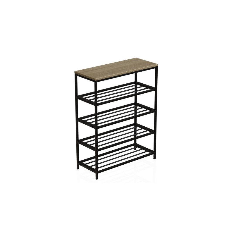 Полиця для взуття Слайм 4 Ferrum-decor 820x630x260 Чорний метал ДСП Дуб Сонома 16 мм (FRD-105162)