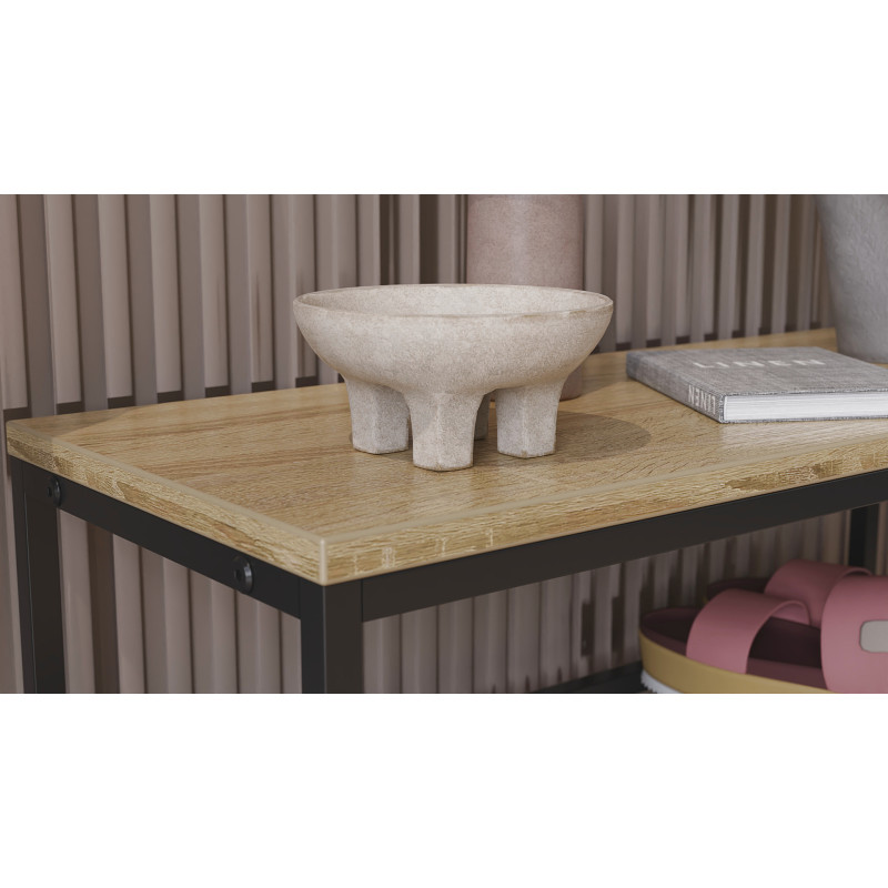 Полиця для взуття Слайм 4 Ferrum-decor 820x630x260 Чорний метал ДСП Дуб Сонома 16 мм (FRD-105162)