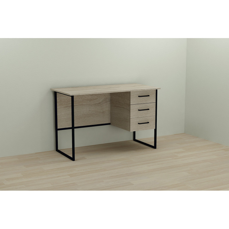 Письменный стол Ferrum-decor Гарри 75x120x60 черный ДСП Дуб Сонома 16мм (FRD-103532)