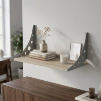 Полиця настінна Ferrum-decor Ханді 2 240x600x240 метал Сірий ДСП Сонома 16 мм (FRD-102592)