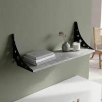 Полка настенная Ferrum-decor Ханди 2 240x700x240 металл Черный ДСП Бетон 16 мм (FRD-102602)
