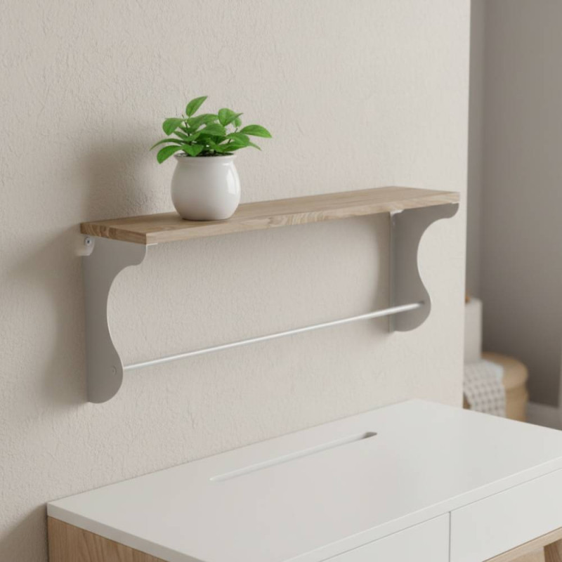 Полиця настінна Ferrum-decor Юзібі 270x600x150 метал Білий ДСП Дуб Сан-Марино 16 мм (FRD-102682)