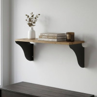 Настінна полиця Ferrum-decor Комфі 260x600x240 метал Чорний ДСП Дуб Артизан 16 мм (FRD-102742)