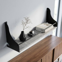 Полиця настінна Ferrum-decor Ізі 260x600x150 метал Чорний ДСП Бетон 16 мм (FRD-102932)