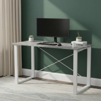 Письменный стол Ferrum-decor Драйв 750x1400x700 Белый металл ДСП Бетон 16 мм (FRD-103212)