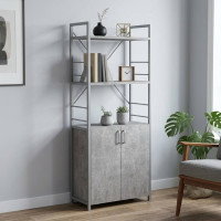 Етажерка 3/60 Ferrum-decor Серії Конект із тумбою 144x60x28 Сірий ДСП Бетон (FRD-104462)