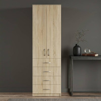 Шкаф Анжело Ferrum-decor на 3 полок с 2 дверями и 4 ящика 1900x600x380 ДСП Дуб Сонома 16 мм (FRD-104992)