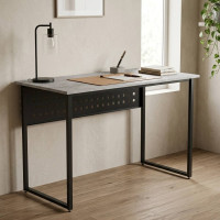 Стіл письмовий Майк Ferrum-decor 75x100x60 Чорний метал ДСП Бетон 32 мм (FRD-106510)