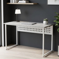 Стіл письмовий Майк Ferrum-decor 75x140x60 Білий метал ДСП Бетон 16 мм (FRD-106520)