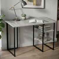 Стол письменный Кевин Ferrum-decor 75x120x70 Черный металл ДСП Бетон 32 мм (FRD-106570)