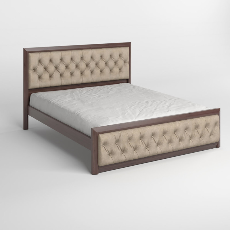 Двоспальне дерев'яне ліжко Mebigrand Барселона Люкс Б3 (підйомний механізм) Горіх темний/Аляска 23 (Бежевий) 140х190 см (MBG-20511)