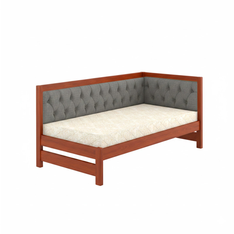 Односпальная деревянная кровать Mebigrand Лиза М3 (правая спинка) Яблоня/Аляска 93 (Серый) 80x160 см MBG-25550