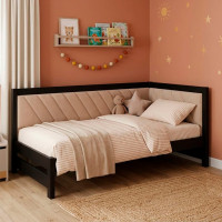 Полуторне дерев'яне ліжко Mebigrand Ліза М6 (права спинка) Венге/Аляска 23 (Бежевий) 120x200 см MBG-25689
