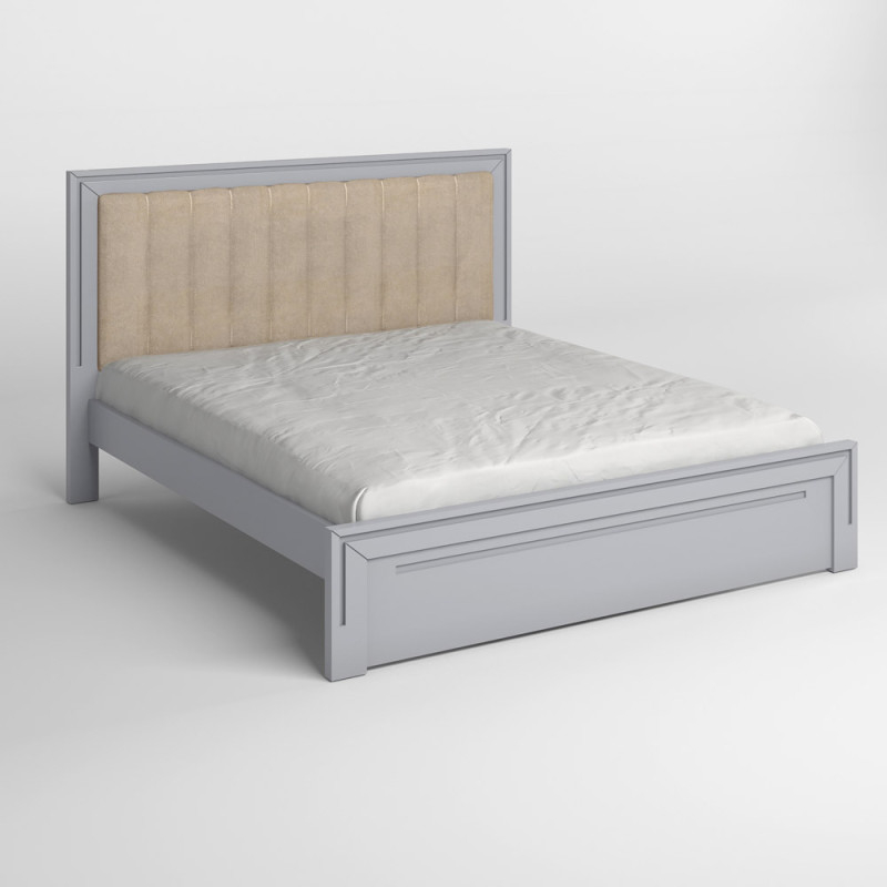 Двоспальне дерев'яне ліжко Mebigrand Торонто Люкс Т1 (підйомний механізм) Світло-сірий (RAL-7040)/Аляска 23 (бежевий) 180х190 см (MBG-18996)