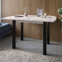 Обеденный стол раскладной LION Нота черные ножки Самоа дымчатый 60x90/90x120 (LION-045133)