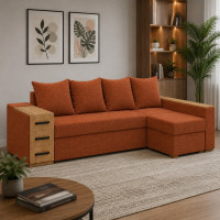 Кутовий ортопедичний диван Мекко Cube Shuttle 2600x1430 Gold III категорія Austin 9 Rust (MEK-161146)
