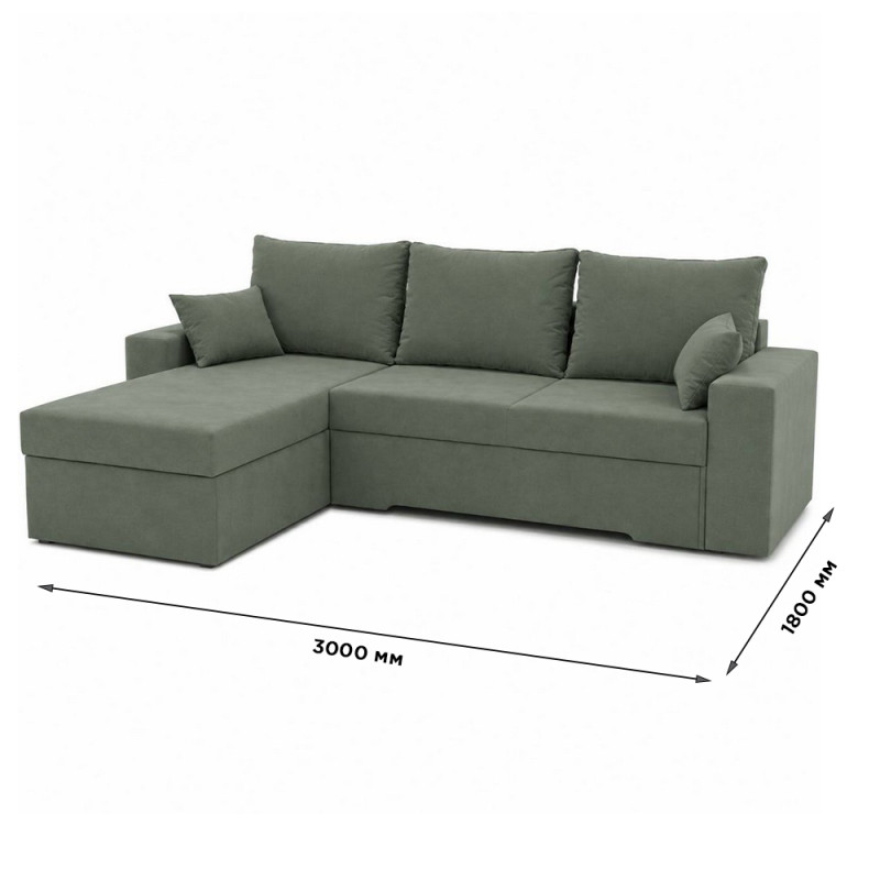Кутовий ортопедичний диван Мекко Epoh 3000х1800 Lux IV категорія Bestseller Pale Aqua (MEK-161607)