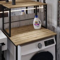 Стеллаж полка Бафрум 402 Ferrum-decor для стиральной машины 133,5x70,5x60,5 Черный металл ДСП Дуб Евок Прибрежный 16 мм (FRD-107584)