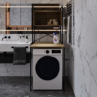 Стеллаж полка Бафрум 403 Ferrum-decor для стиральной машины 178x70,5x60,5 Черный металл ДСП Дуб Евок Прибрежный 16 мм (FRD-107594)