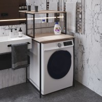 Стелаж-полиця Бафрум 402 Ferrum-decor для пральної машини 133,5x70,5x60,5 Чорний метал ДСП Дуб Сан-Марино 16 мм (FRD-107364)