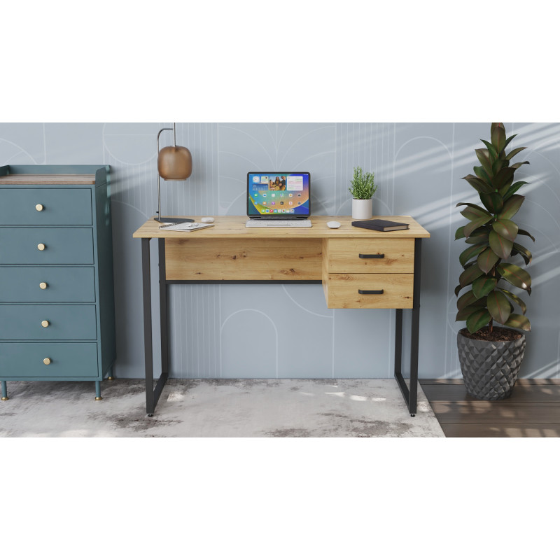 Комп'ютерний стіл Ferrum-decor Дакота 76x120x60 чорний ДСП Дуб Артизан 32 мм (FRD-107284)