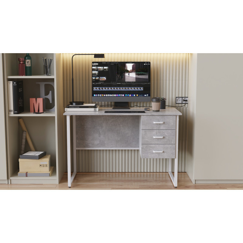 Комп'ютерний стіл Ferrum-decor Гаррі 75x120x70 білий ДСП Бетон 32 мм (FRD-107294)