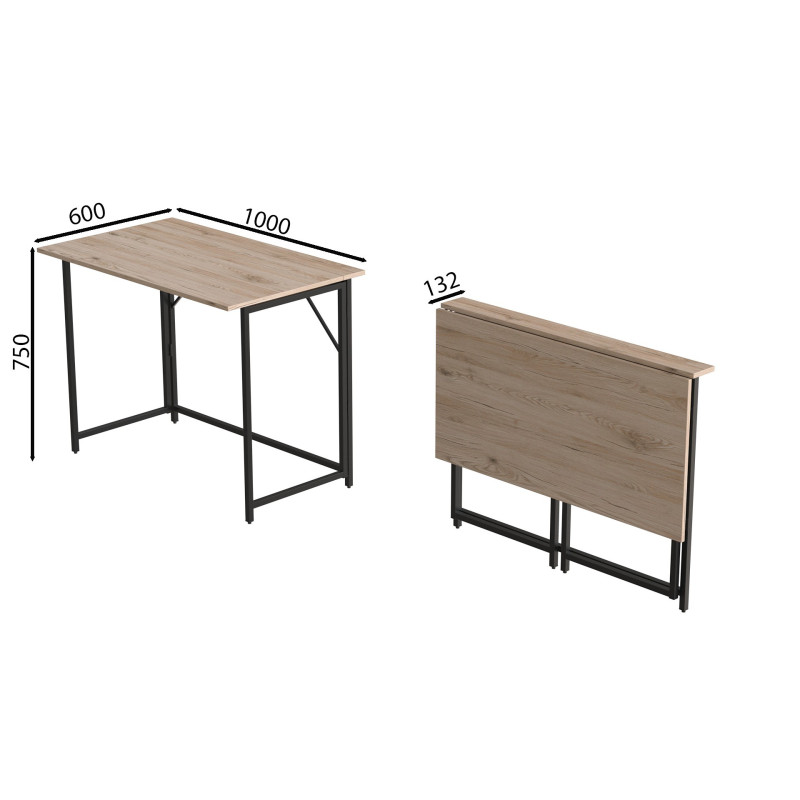 Стіл розкладний Морис 900 Ferrum-decor 750x900x500 Чорний метал ДСП Дуб Сан-Марино 16 мм (FRD-107314)