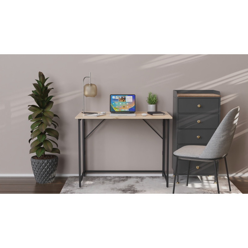 Стіл розкладний Морис 900 Ferrum-decor 750x900x500 Чорний метал ДСП Дуб Сан-Марино 16 мм (FRD-107314)