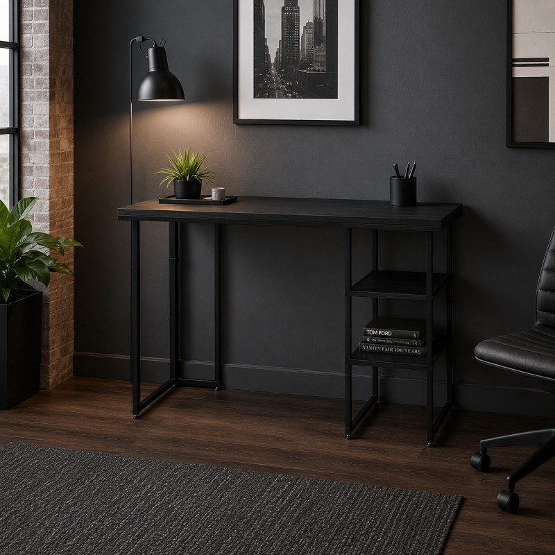Стіл письмовий Кевин Ferrum-decor 75x140x70 Чорний метал ДСП Каштан Арвадонна 32 мм (FRD-108114)