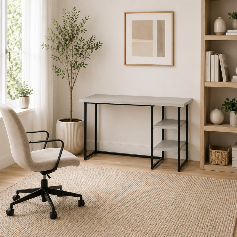 Стіл письмовий Кевин Ferrum-decor 75x120x70 Чорний метал ДСП Кашемір 32 мм (FRD-108144)