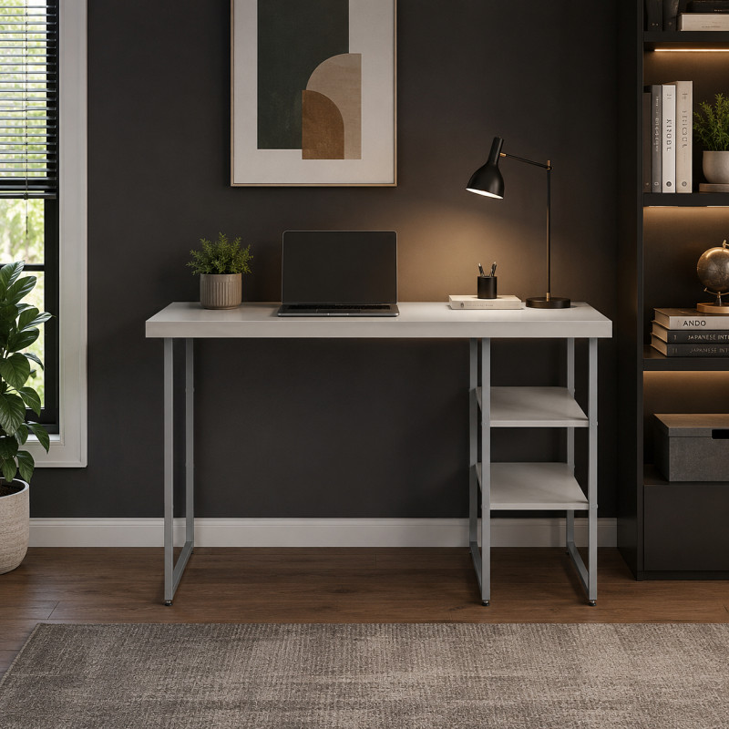 Стіл письмовий Кевин Ferrum-decor 75x140x60 Сірий метал ДСП Кашемір 32 мм (FRD-108134)