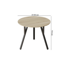 Круглий стіл MARSI 3 870-3 Ferrum-decor 750x870x870 Чорний метал ДСП Дуб Сонома 16 мм (FRD-107424)
