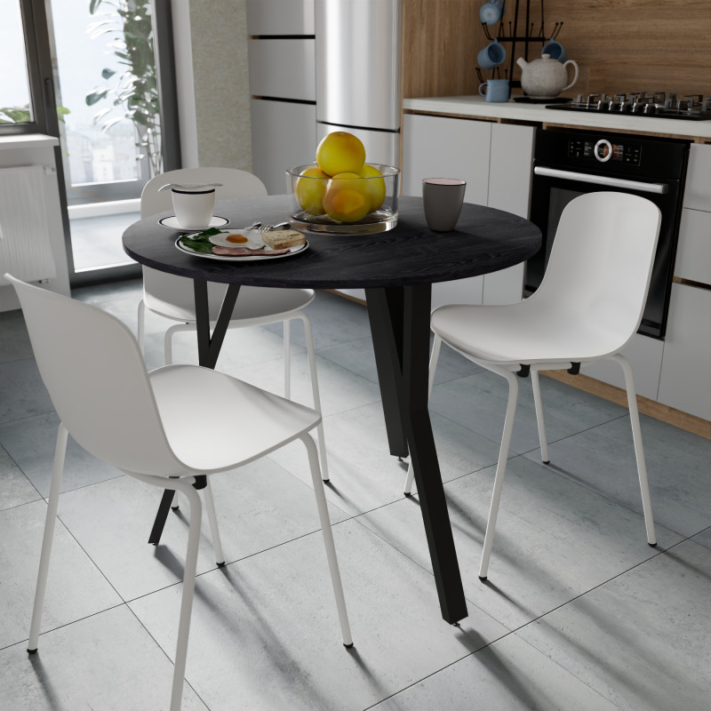 Круглий стіл MARSI 3 870-3 Ferrum-decor 750x870x870 Чорний метал ДСП Каштан Арвадонна 16 мм (FRD-107514)
