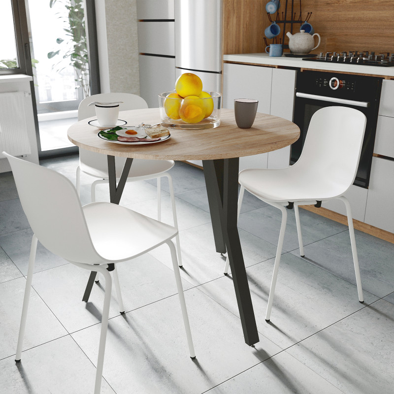 Круглий стіл MARSI 3 870-3 Ferrum-decor 750x870x870 Чорний метал ДСП Дуб Сонома 16 мм (FRD-107424)