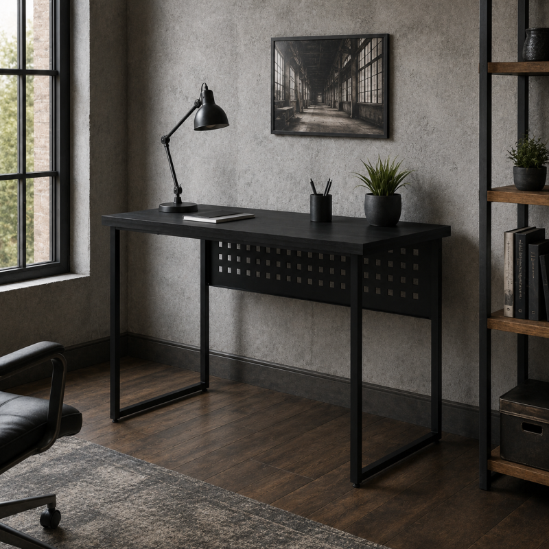 Стіл письмовий Майк Ferrum-decor 75x100x60 Чорний метал ДСП Каштан Арвадонна 32 мм (FRD-108264)