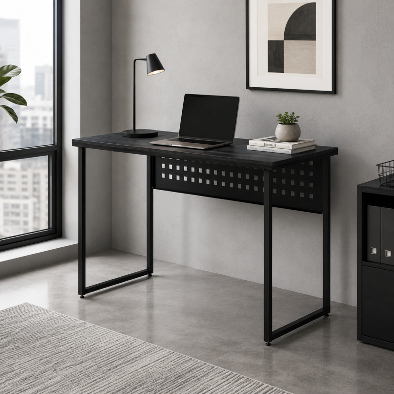 Стіл письмовий Майк Ferrum-decor 75x100x60 Чорний метал ДСП Каштан Арвадонна 32 мм (FRD-108264)