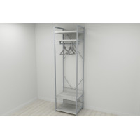 Шкаф Гардероб Уни секция 2 серии Конект Ferrum-decor 220x60x50см Серый металл ДСП Бетон 32 мм (FRD-106894)