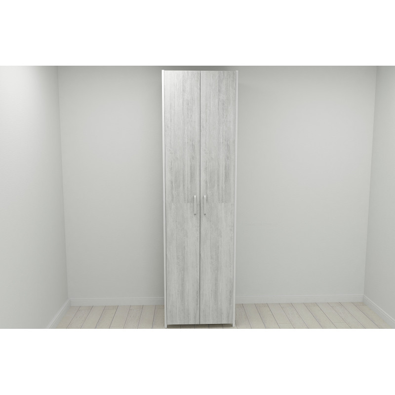 Шафа Гардероб Уні секція 6 серії Конект Ferrum-decor 220x60x50 см Білий метал ДСП Бетон 16 мм (FRD-106914)