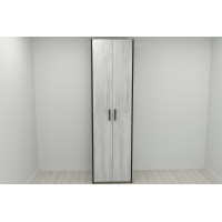 Шафа Гардероб Уні секція 7 серії Конект Ferrum-decor 220x60x50 см Чорний метал ДСП Бетон 16 мм (FRD-106904)